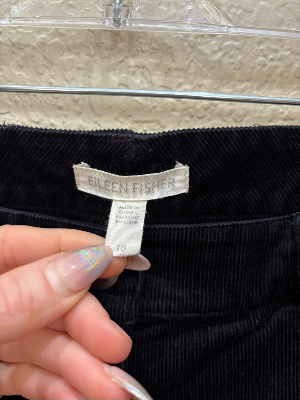 Eileen Fisher Organic Cotton Tencel Stretch Corduroy Pant Black Sz 10 Minimalist - Picture 3 of 9
